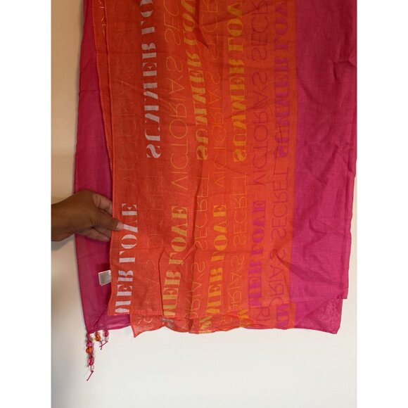 Victoria's Secret Logo Pink and Orange Beach Wrap Sarong Cover Up Y2K - Picture 3 of 8
